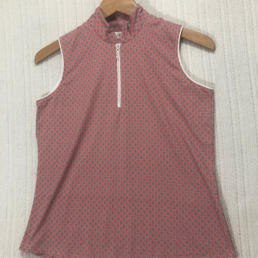 Sport Haley Golf Tank Top Sleeveless Mock Neck Geometric‎ Print Women's Size S
